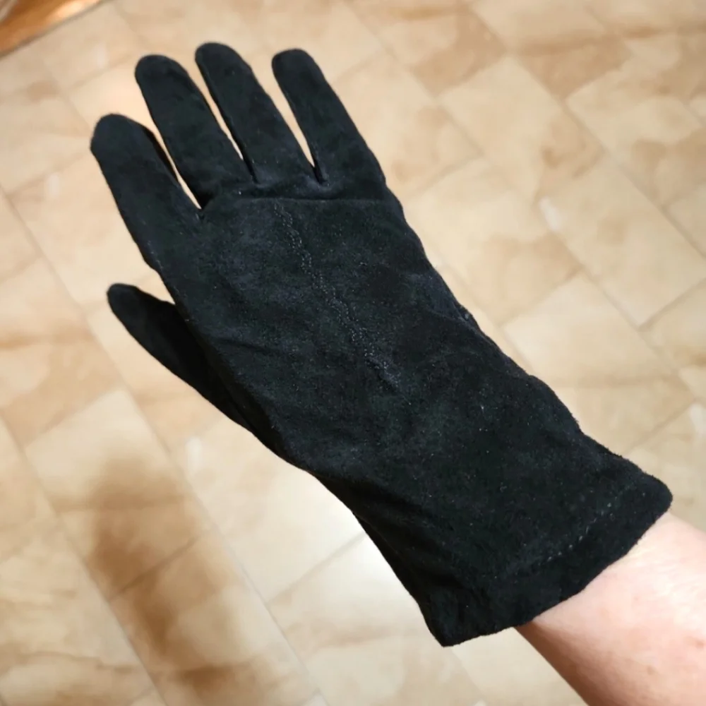 Fownes Ladies Black Suede Gloves
